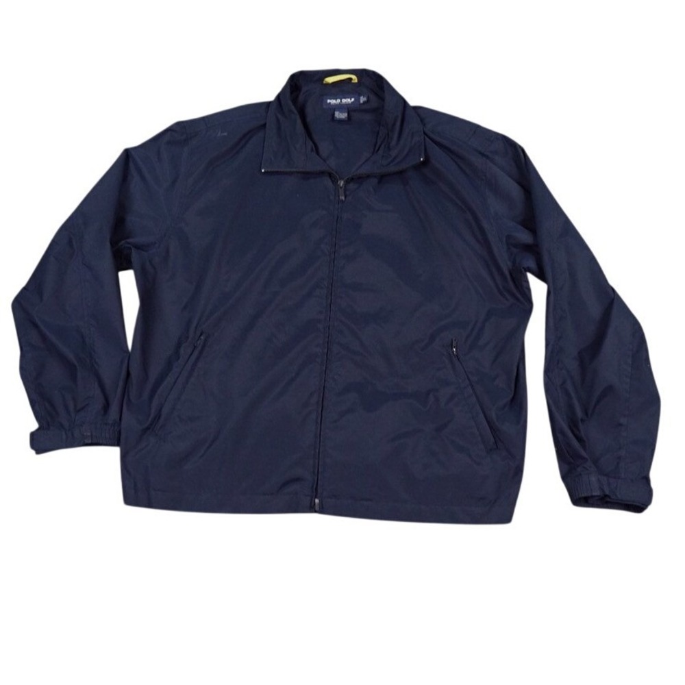 Polo Golf Ralph Lauren Jacket Mens XL Navy Blue Windbreaker Full Zip Bi-Swing